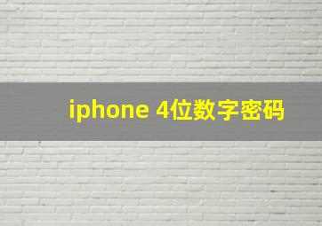 iphone 4位数字密码